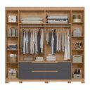 Ver imagem 5 de Guarda Roupa Casal 240cm Ripado 6 Portas Doble Freijó/titanium - Albatroz