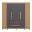 Ver imagem 6 de Guarda Roupa Casal 240cm Ripado 6 Portas Doble Freijó/titanium - Albatroz