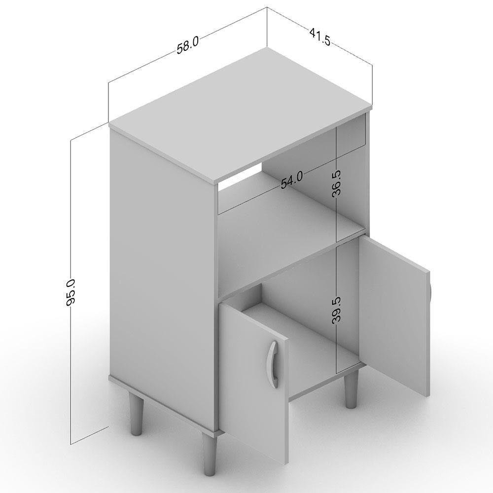 Armário para Micro-ondas Politorno Facility com 2 Portas Preto - 2