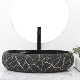 Kit Cuba Pia Louça Cerâmica Banheiro C/ Torn e Vál Preta S31 - 3