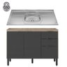 Balcão Firenze com Pia e Cuba Ghelplus 120cm 02 Portas 02 Gavetas Avena Touch Grafito Demóbile - 1