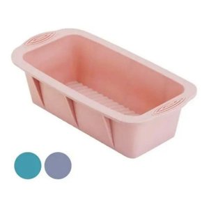 Forma de Silicone Pão Bolo Inglês Assadeira Forno Cozinha Rp Retangular Rosa Candy
