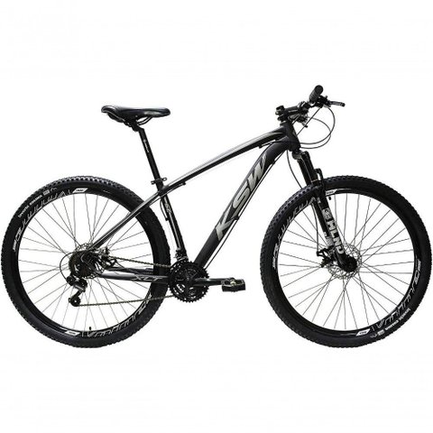 Bicicleta Aro 29 Ksw 21v com Suspensão e Freios a Disco - Preto-prata - 19"