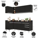 Ver mais imagens de Armário de Cozinha Modulado de Canto Direito 4 Peças Cp41 Balcão com Tampo Preto - Lumil