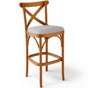 Ver imagem 3 de Kit 02 Banquetas Altas Cozinha Bancada Bar Sala de Jantar Estofada Ávila L02 Linho Cinza - Lyam Lyam