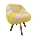 Ver imagem 2 de Poltrona Paloma Escritório Sala Giratória Madeira Suede Amarelo e Suede Rosa Bebê - Dominic Decor