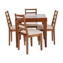 Ver imagem 1 de Conjunto de Jantar Mesa Tock 80cm com 4 Cadeiras Aline Linho Creme - Mel