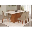 Ver imagem 1 de Conjunto: Mesa de Cozinha Dulce c/ Tampo Madeirado c/ Vidro Reto 180x90cm e 6 Cadeiras Ondina Freijo