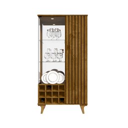 Cristaleira de Vidro 2 Portas Led Ripado Naturalle Elba Bechara - 2