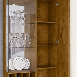 Cristaleira de Vidro 2 Portas Led Ripado Naturalle Elba Bechara - 6