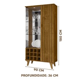 Cristaleira de Vidro 2 Portas Led Ripado Naturalle Elba Bechara - 4