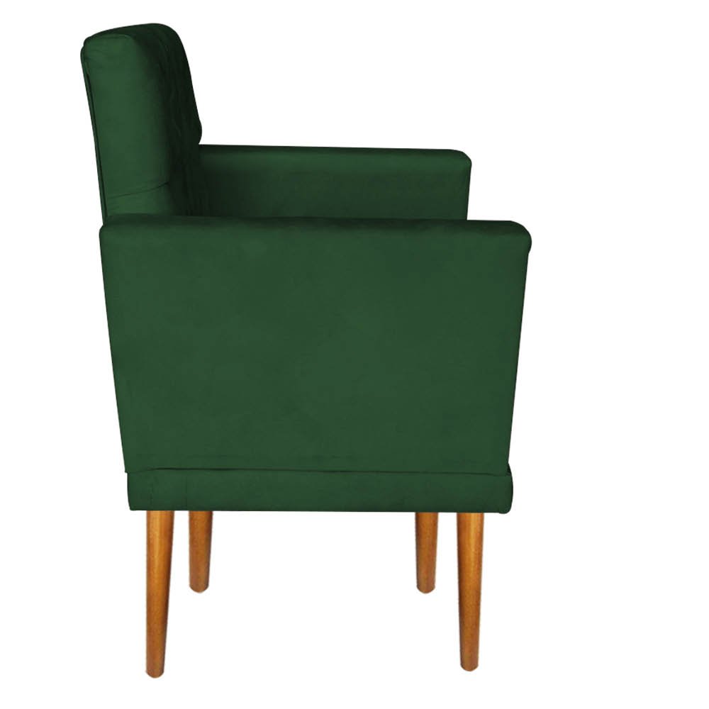 Kit 2 Poltronas Nina com Rodapé e 1 Puff Sófia Suede Verde - Móveis Mafer - 4