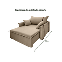 Ver imagem 3 de Poltrona Sofá-cama Valence Premium 140cm Softgel D33 - Linho Marrom