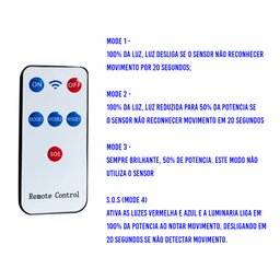 Luminaria Solar Spot Sensor de proximidade Led Controle 4 modos Balizador Spot Refletor Alta - 3