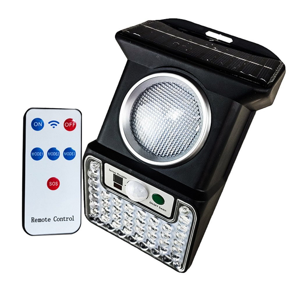 Luminaria Solar Spot Sensor de proximidade Led Controle 4 modos Balizador Spot Refletor Alta