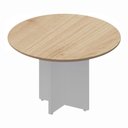 Ver imagem 3 de Mesa de Reunião Redonda F5 Office 4 Lugares 110cm Carvalho Treviso com Branco