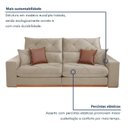 Ver imagem 5 de Sofá Retrátil e Reclínavel 4 Lugares Veludo Bege Claro Zara 250cm Yescasa