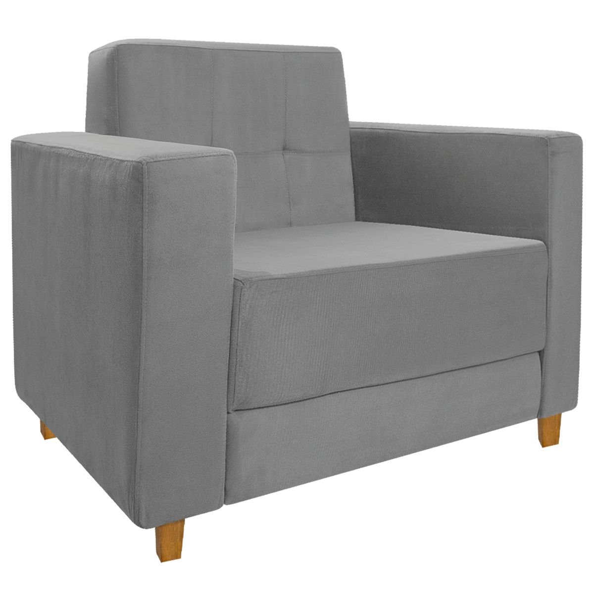 Poltrona Decorativa Denver Suede Cinza - ADJ Decor