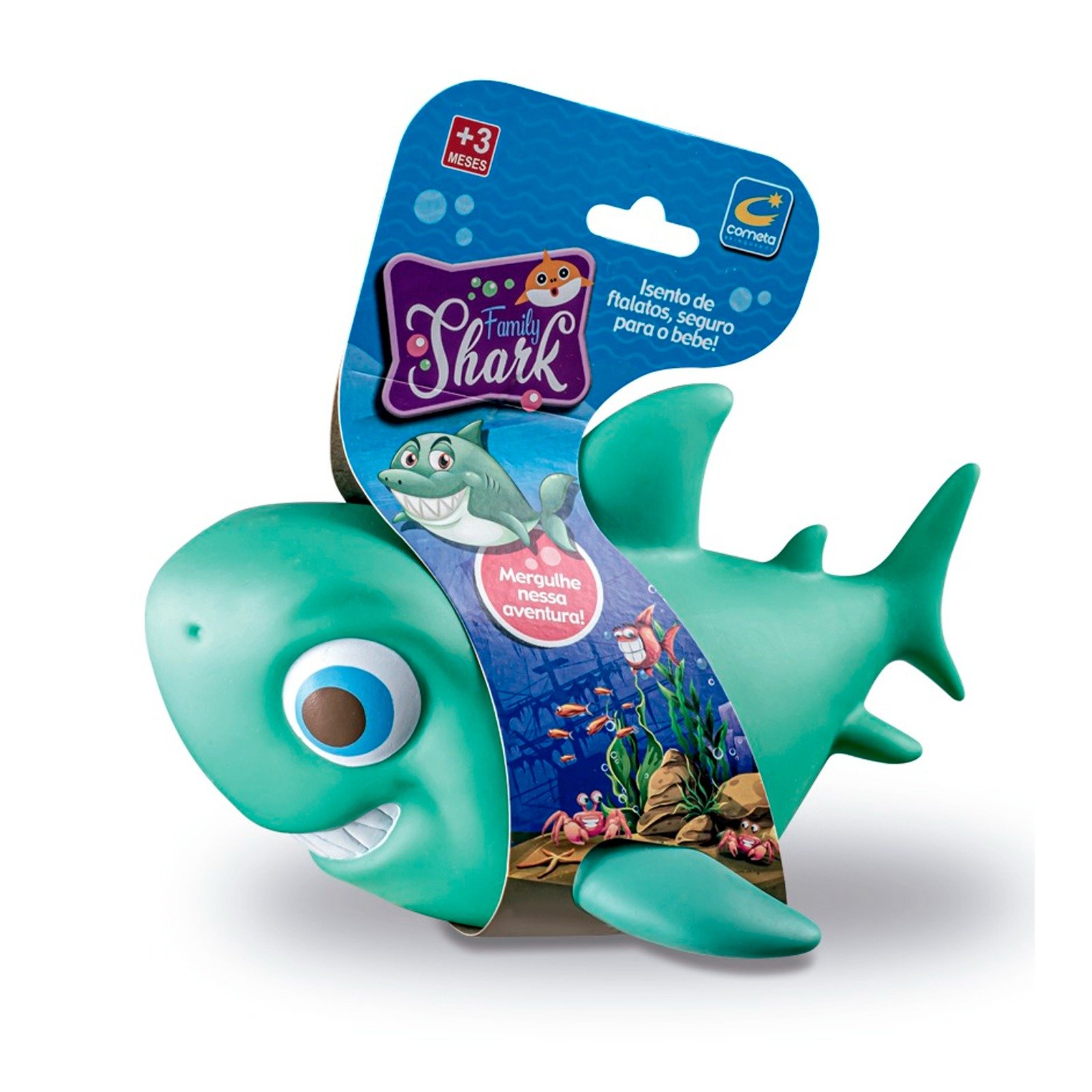 Brinquedo para Banho Tubarão Verde Family Shark +3 Meses Cometa Brinquedos