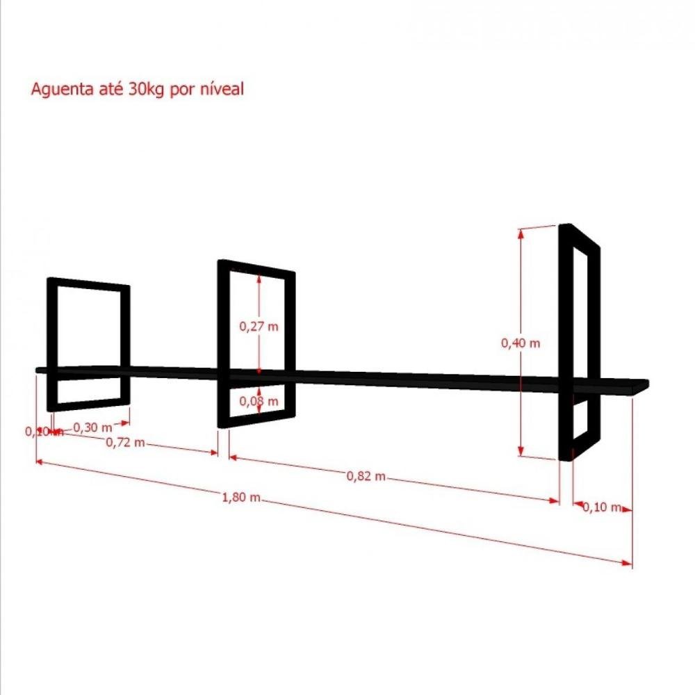 Prateleira suspensa teto prateleira industrial Preto estante de parede prateleira mdf nichos para - 4