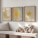 Ver imagem 2 de Kit 3 Quadros Decorativos Infantil - Boho Lunar NO2 - 40x60 - Moldura Madeira
