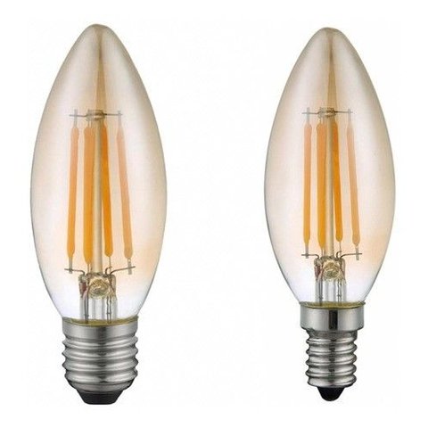 Lâmpada Vela Filamento Led 4w Ambar Retro Lustre C35 Anúncio com Variação Ctb