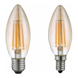 Lâmpada Vela Filamento Led 4w Ambar Retro Lustre C35 Anúncio com Variação Ctb - 1