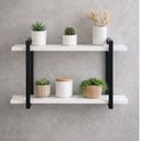 Ver imagem 2 de Prateleira Nicho Suspenso Industrial Preto para 2 Madeiras
