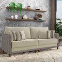 Ver imagem 1 de Sofá Montecarlo 2 Lugares 212cm Veludo/pu Bege/cinza