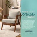 Ver imagem 6 de Poltrona Decorativa Maia para Sala Escritório Recepção Linho Bege e Corino Peroba Braço de Madeira