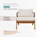 Ver mais imagens de Poltrona Decorativa Maia para Sala Escritório Recepção Linho Bege e Corino Peroba Braço de Madeira