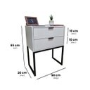 Ver imagem 2 de Mesa de Cabeceira Off White 50cm Eco Industrial 2 Gavetas Quarto Cama Base Metal Preta Puxador Preto