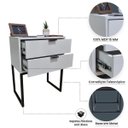 Ver imagem 3 de Mesa de Cabeceira Off White 50cm Eco Industrial 2 Gavetas Quarto Cama Base Metal Preta Puxador Preto