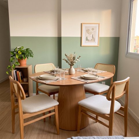 Mesa de Jantar Orgânica 4 Lugares com Base de Madeira Maciça 120x80x90cm