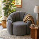 Ver imagem 1 de Poltrona Decorativa Curva Orgânica Serena Bouclê Cinza - Montanari'S Decor