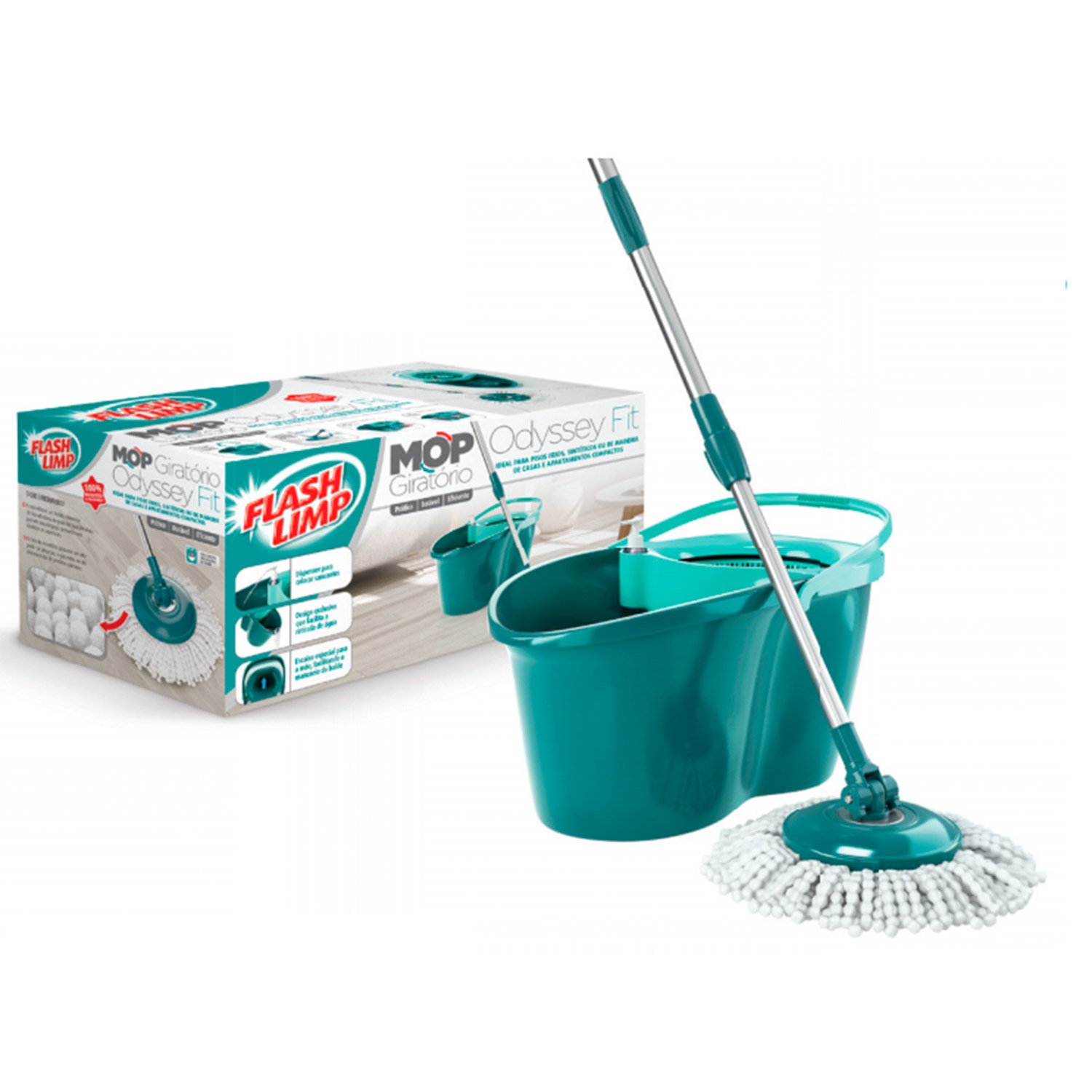 Mop Giratório Odissey Fit 360 Spin Balde Flash Limp