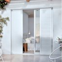 Ver imagem 2 de Porta Balcão de Alumínio 4 Folhas Móveis e 2 Fixas com Fecho Embutido 215x200cm Lucasa Ideale Branco