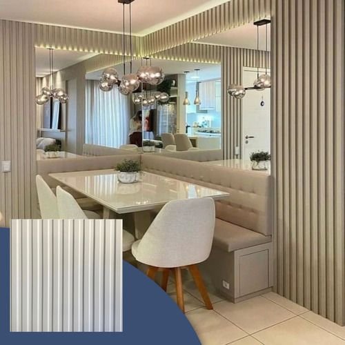 8 Painel Ripado Placas 3d Revestimento Parede Pvc 50x50cm