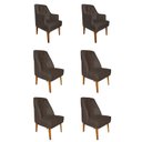 Ver imagem 1 de Kit 4 Cadeiras Paris + 2 Paris Retro Suede Marrom Dominic Decor