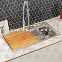 Ver imagem 7 de Kit Cuba Dupla Gourmet para Cozinha com Acessórios Aço Inox 201 78x43cm e Tábua de Corte