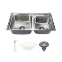 Ver imagem 2 de Kit Cuba Dupla Gourmet para Cozinha com Acessórios Aço Inox 201 78x43cm e Tábua de Corte
