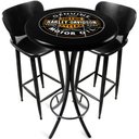 Ver imagem 1 de Conjunto Mesa Madeira Azulejo 60cm - Bistrô Fixa 98cm + 2 Banquetas 73 - Preta - Harley Davidson Genuine