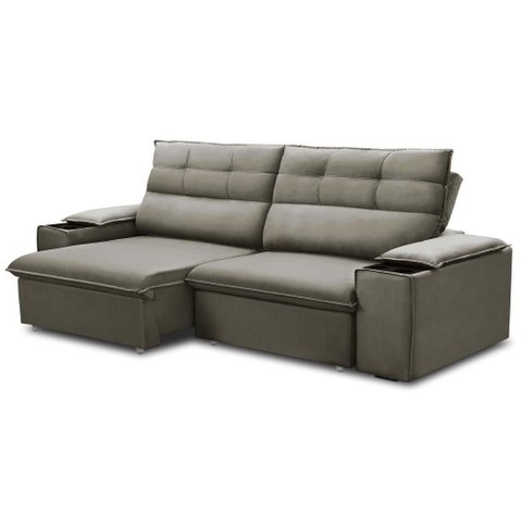 Sofá Retrátil Reclinável para Sala 3 Lugares 225cm Gordon F04 Veludo Marrom Claro - Lyam Decor