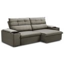 Ver imagem 6 de Sofá Retrátil Reclinável para Sala 3 Lugares 225cm Gordon F04 Veludo Marrom Claro - Lyam Decor