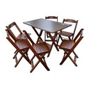 Ver imagem 1 de Conjunto Mesa Dobrável Madeira 110x70 com 6 Cadeiras Personalizada Hei Imbuia - Tarimatã
