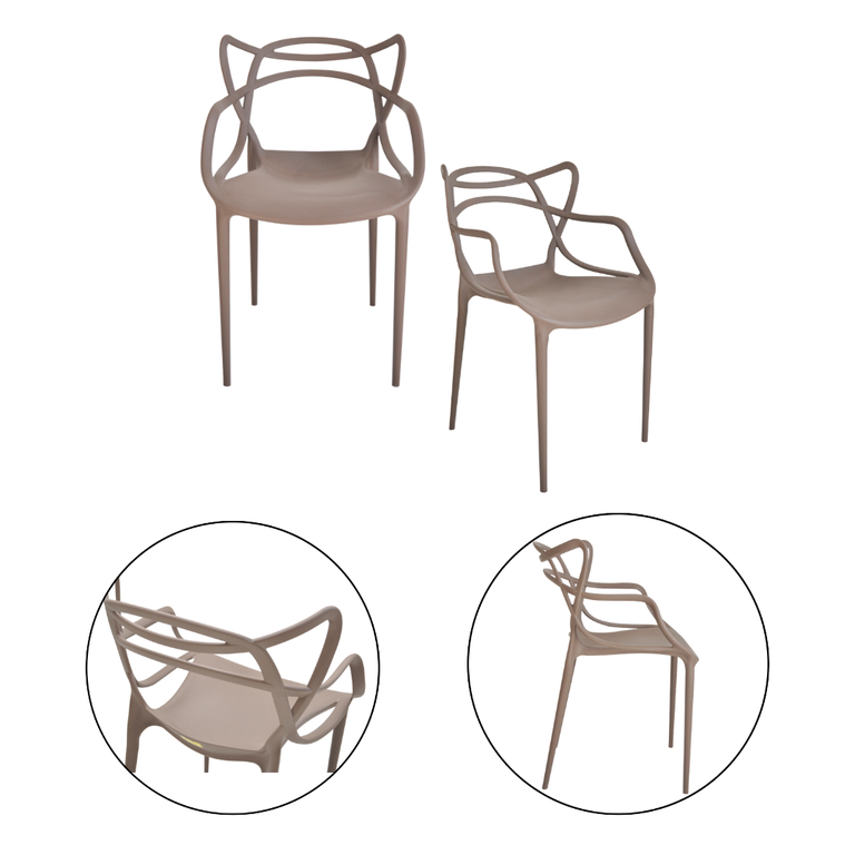 Kit 2 Cadeiras Allegra 100% Polipropileno Leve e Resistente:bege