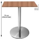 Ver imagem 2 de Mesa Beta Inox 75 Cm Altura Disco Redondo Tampo Mdp Quadrado 70 Cm Largura X 2,50 Cm Altura