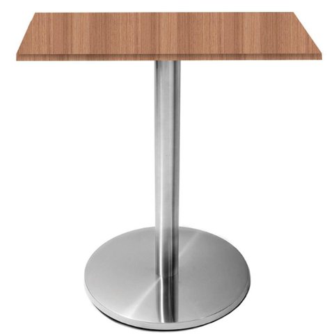 Mesa Beta Inox 75 Cm Altura Disco Redondo Tampo Mdp Quadrado 70 Cm Largura X 2,50 Cm Altura