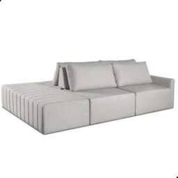 Sofá Ilha Vancouver Modular com Puff 255 Cm Bouclê Off White - 3