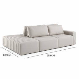 Sofá Ilha Vancouver Modular com Puff 255 Cm Bouclê Off White - 6